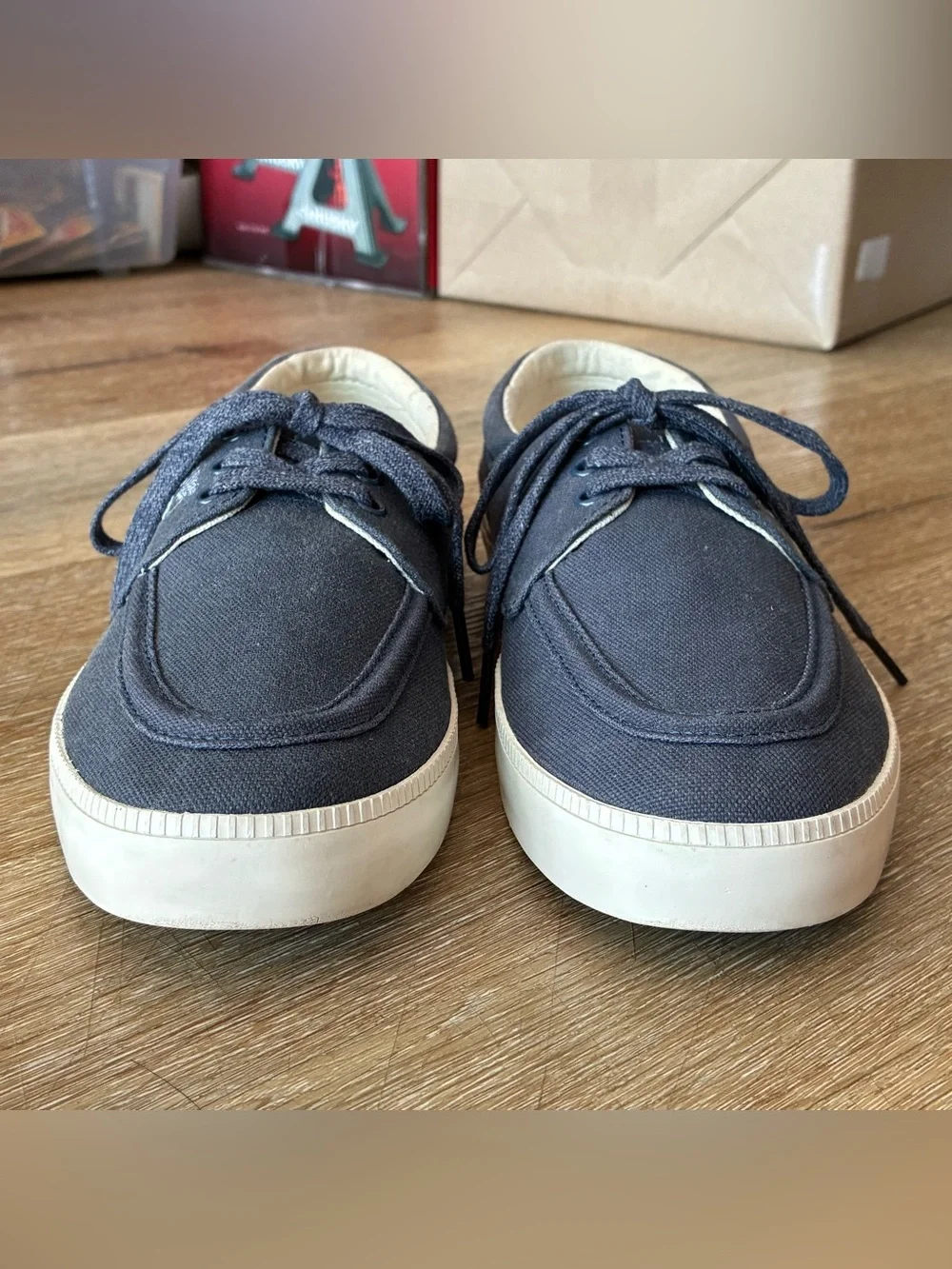 Timberland Newport Bay Navy Blue Canvas Boat Shoes Mens Shoes Size US 7.5 EU 41